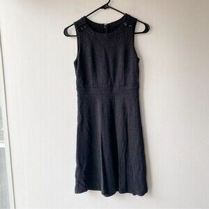 loft charcoal gray fit & flare knit dress